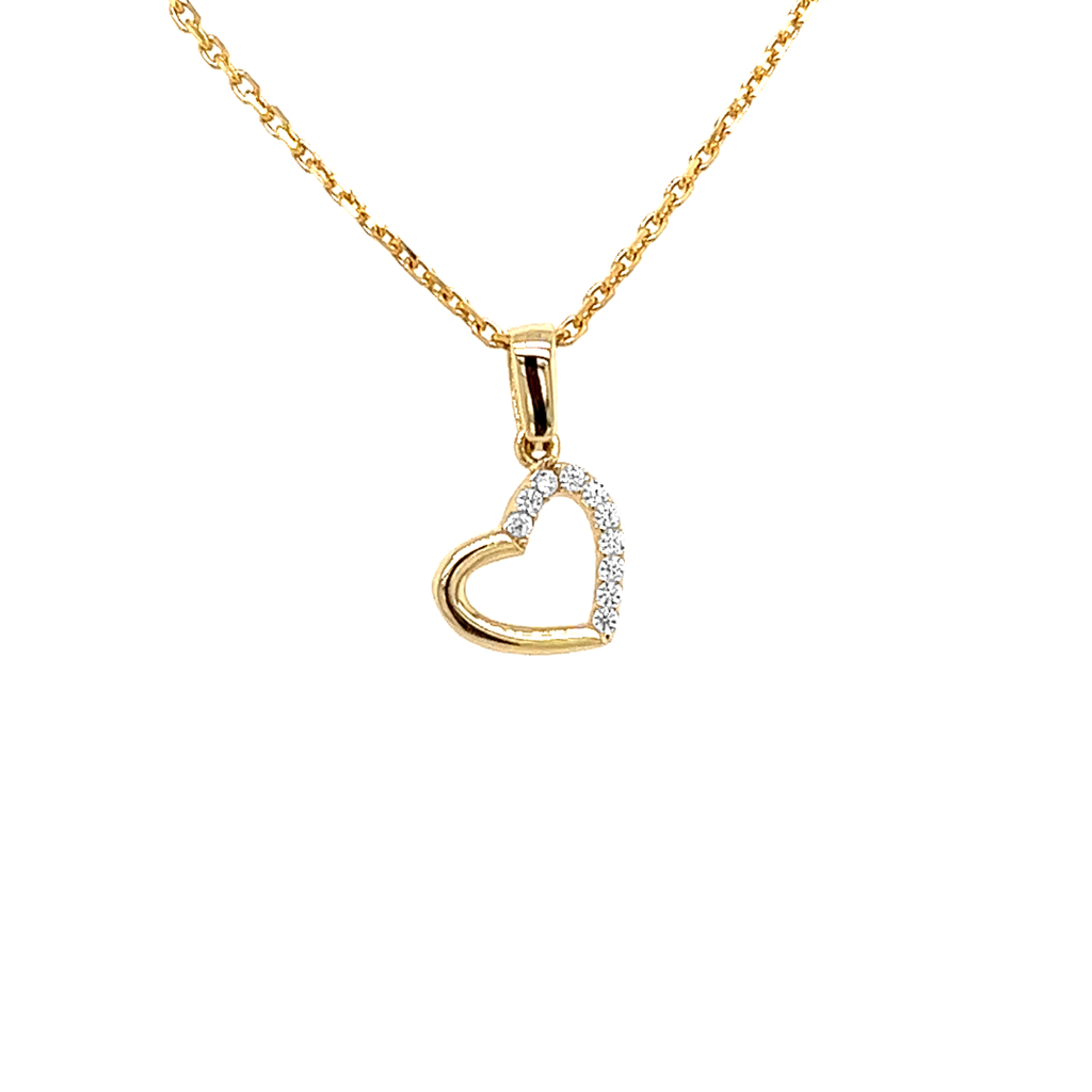 Yellow gold Heart pendant with Zirconia stones