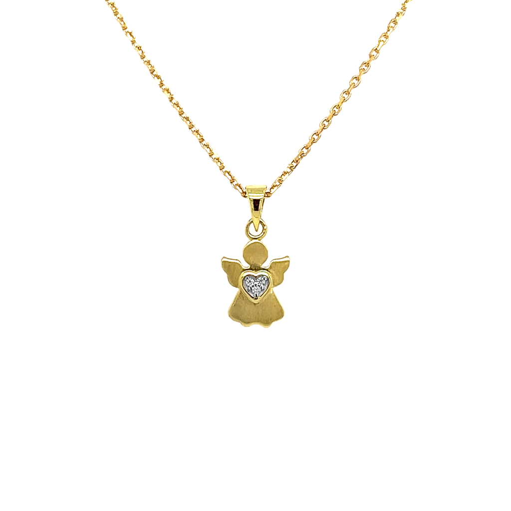 Yellow gold pendant Angel with Zirconia stone