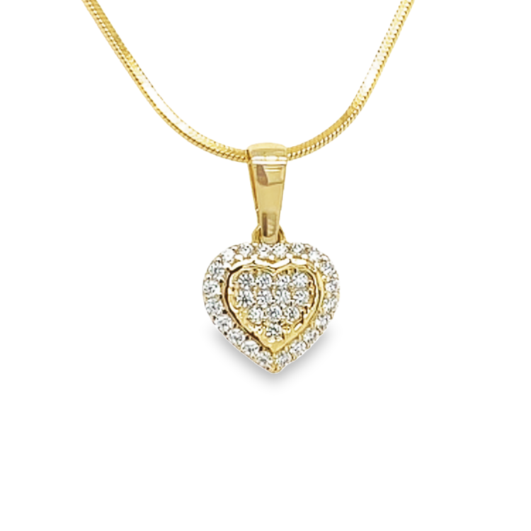 Yellow gold pendant Heart with Zirconia