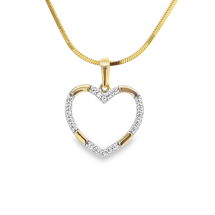 Yellow gold pendant Heart with Zirconia