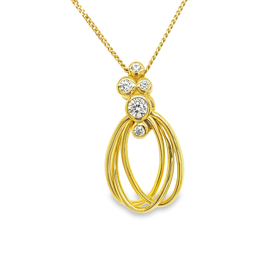 Geelgouden hanger Fantasie met Zirkonia