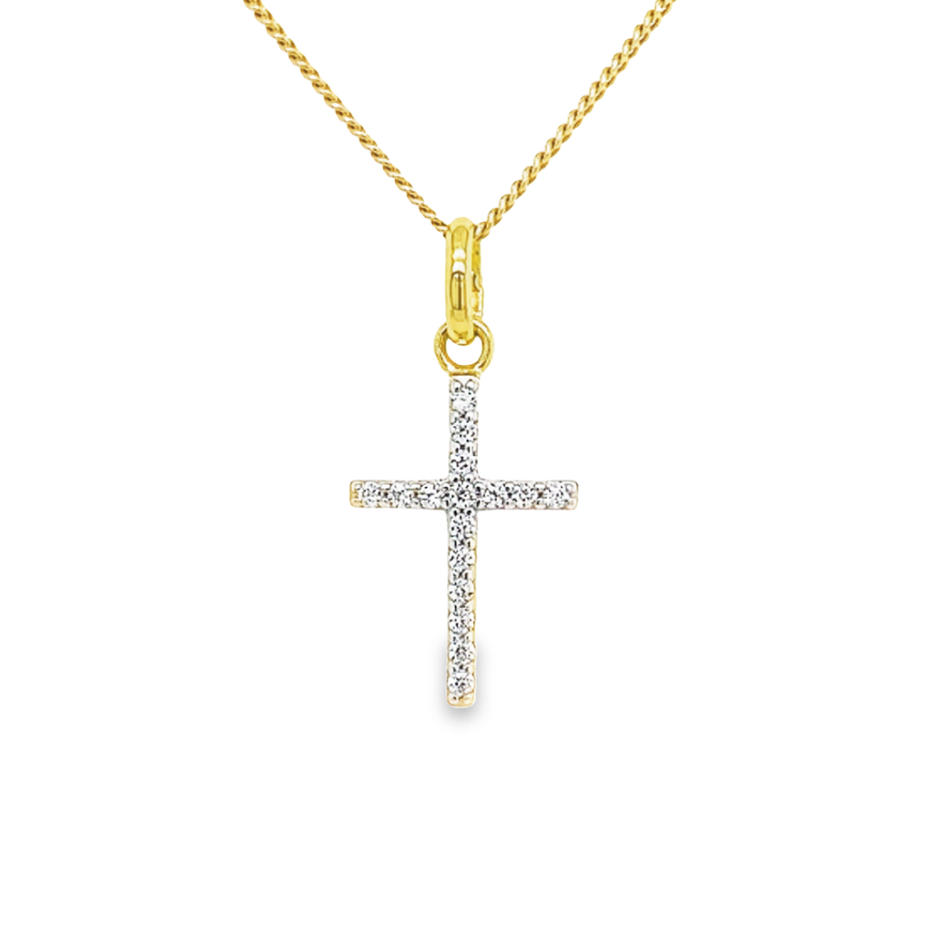 Yellow gold pendant Cross with Zirconia