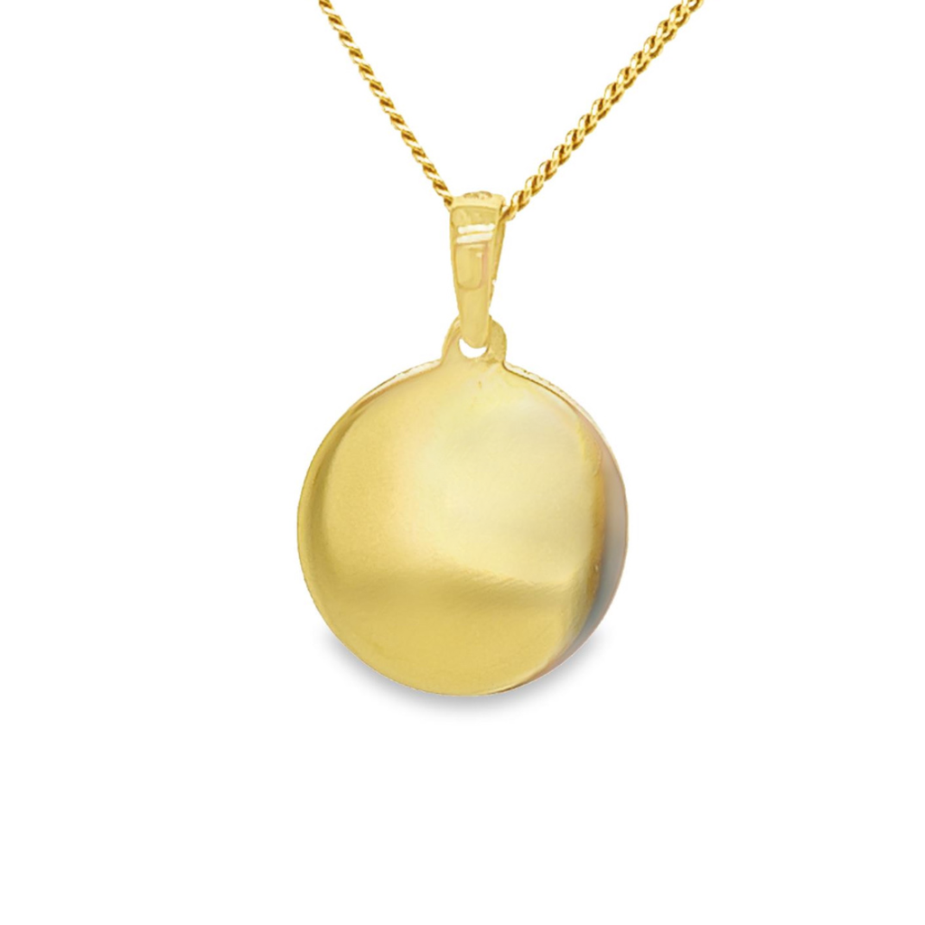 Yellow gold engraving pendant round 13mm