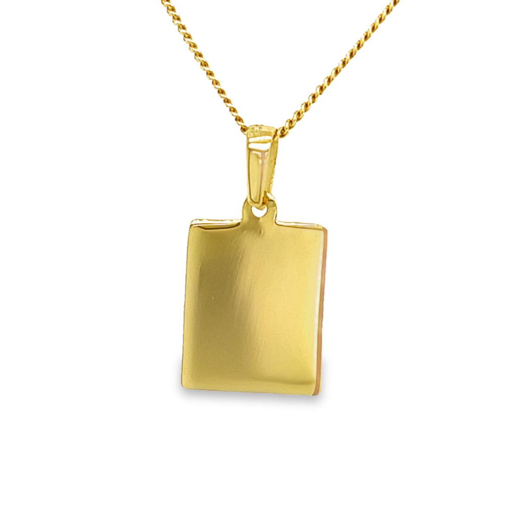 Geelgouden graveerhanger rechthoek 12x10mm