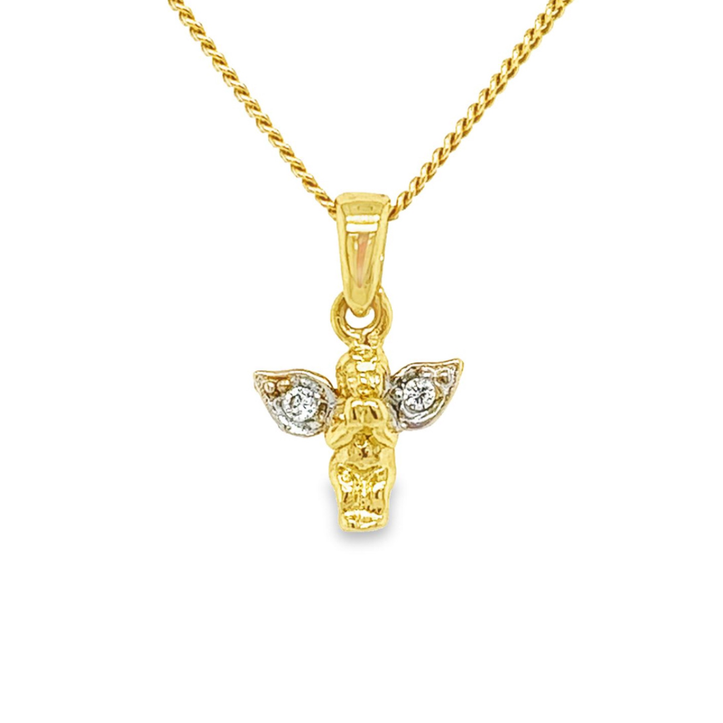 Bicolor gold pendant Angel with Zirconia