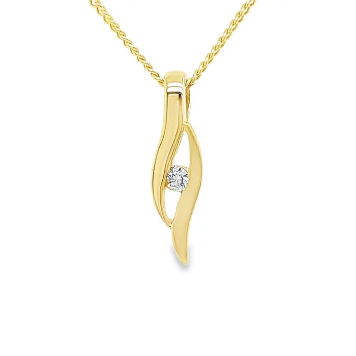 Geelgouden hanger Fantasie met Zirkonia steen 4,9mm breed