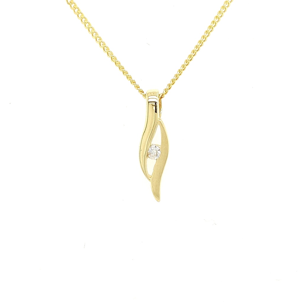 Geelgouden hanger Fantasie met Zirkonia steen 4,9mm breed