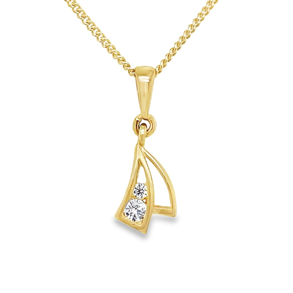 Geelgouden hanger Fantasie met Zirkonia stenen