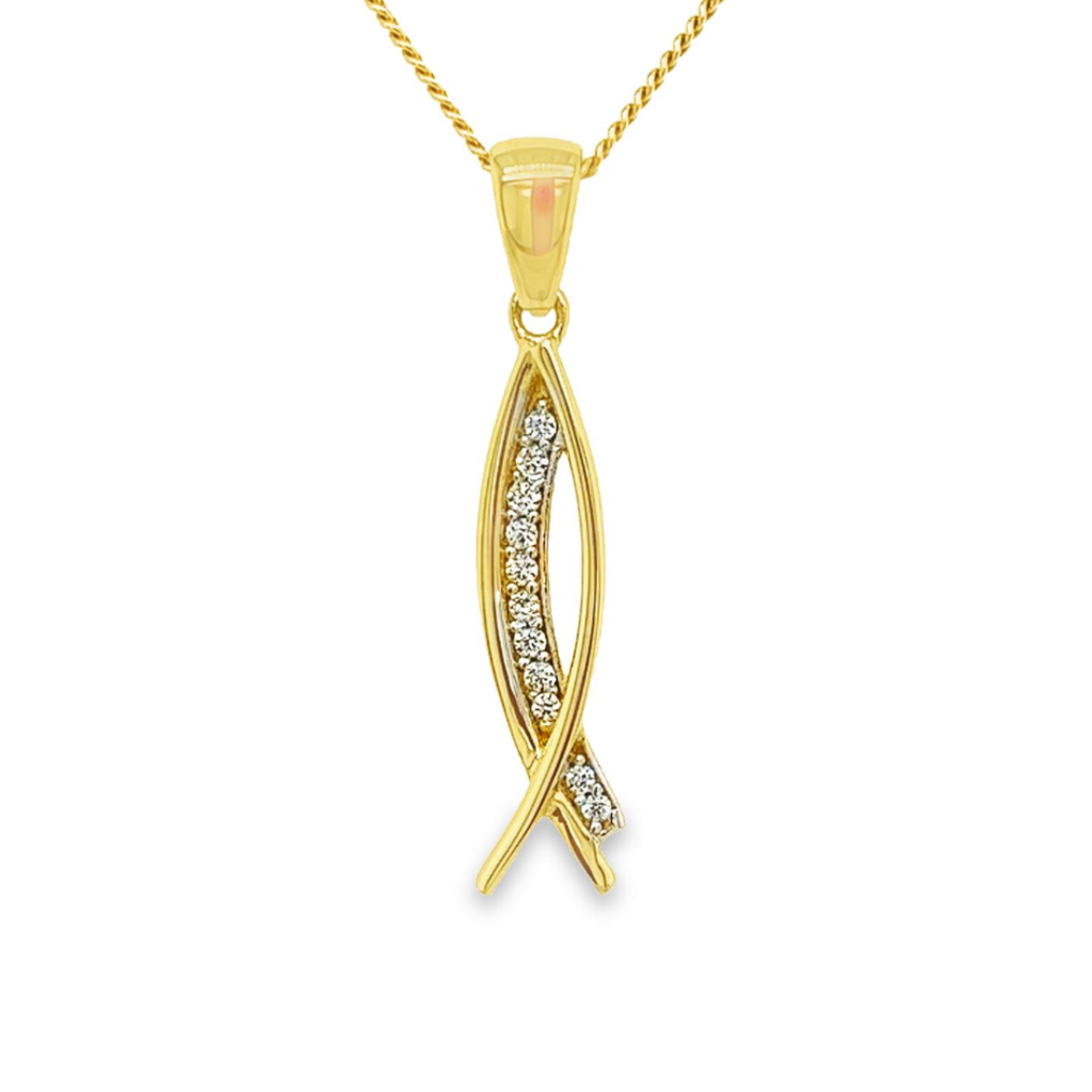 Yellow gold pendant with Zirconia