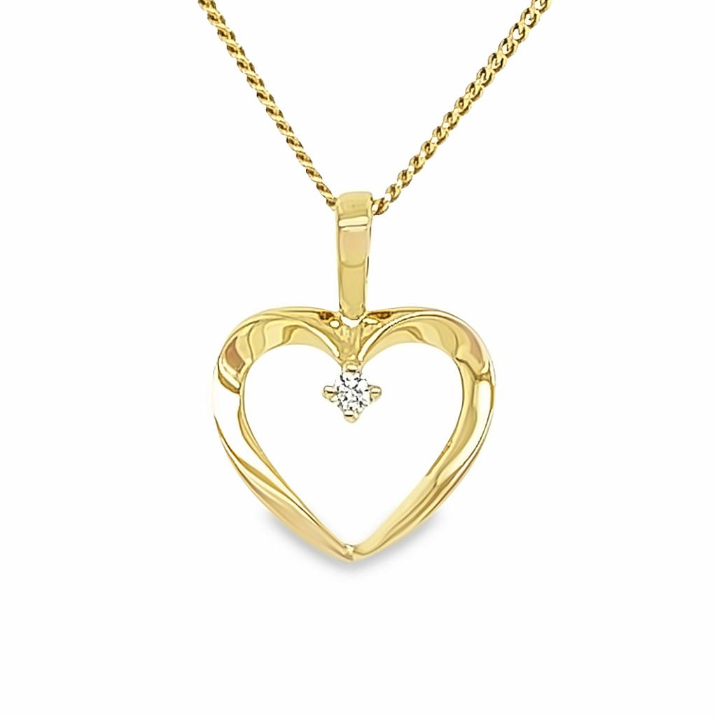 Geelgouden harthanger met Diamant 0,02 karaat