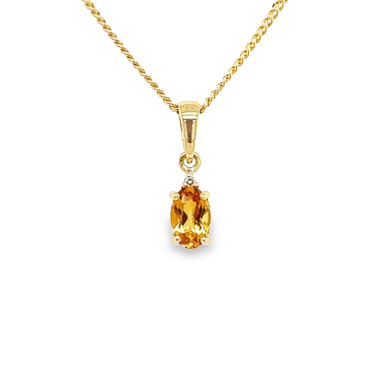 [GHE0975] Yellow gold pendant with Citrine and Diamond