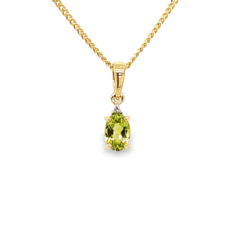 Geelgouden hanger met Peridot en Diamant