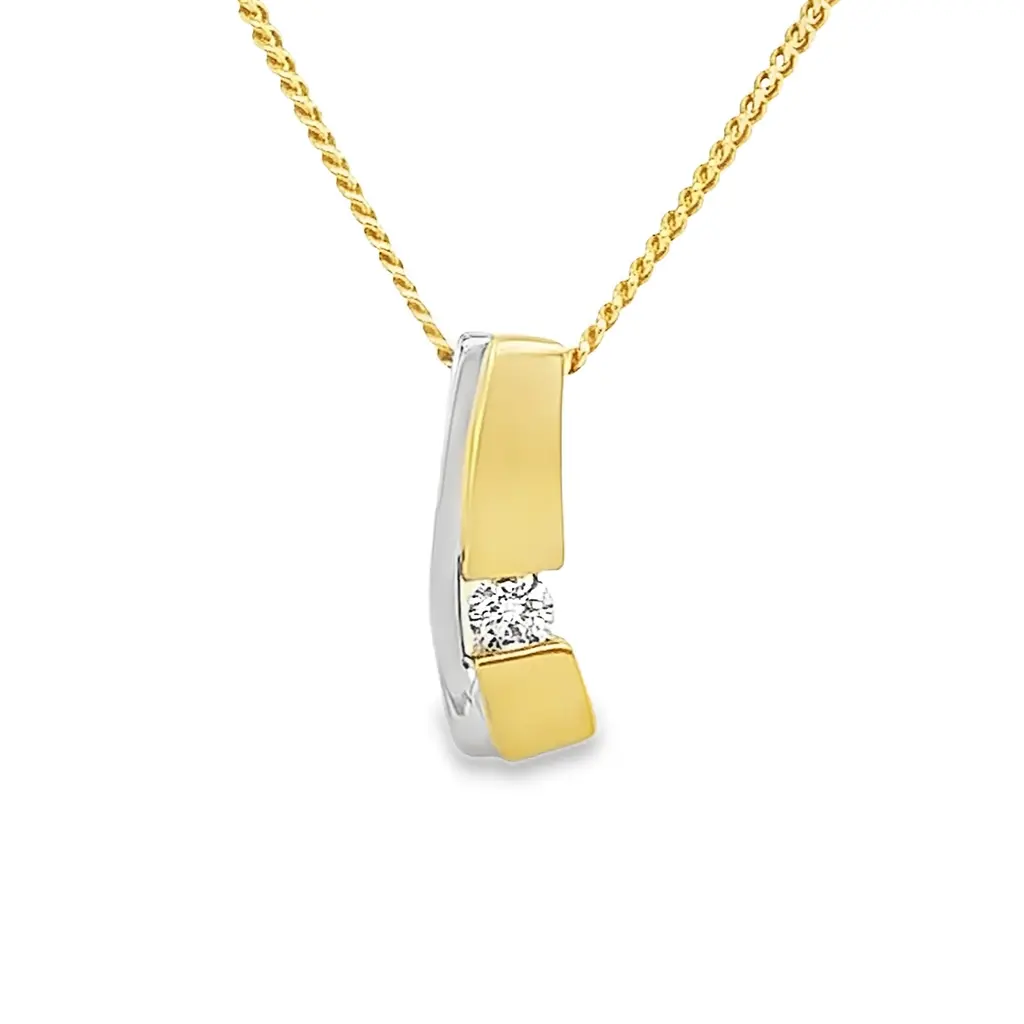 Bicolor gold pendant with diamond 0.05 carats