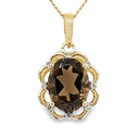 Geelgouden hanger met Smoky Quartz en Diamant