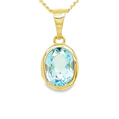 Geelgouden hanger met Blauwe Topaas