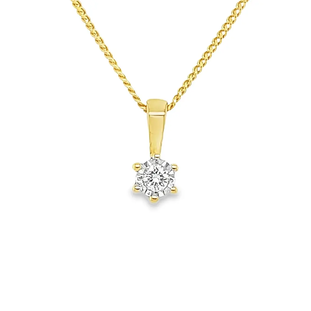 [GHE1542] Geelgouden Illusie Hanger met 0,05ct Diamant