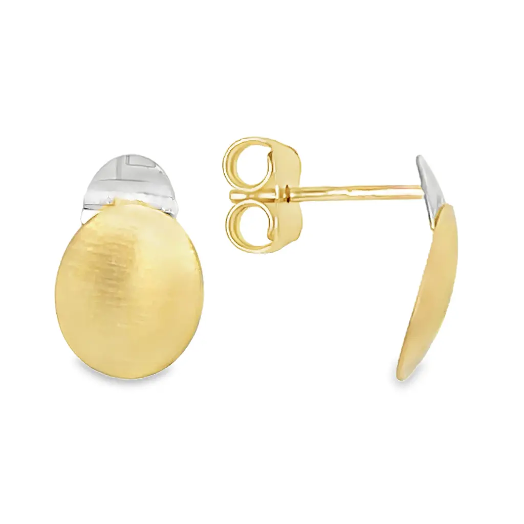 [GO0705] Bicolor gold stud earrings Fantasy