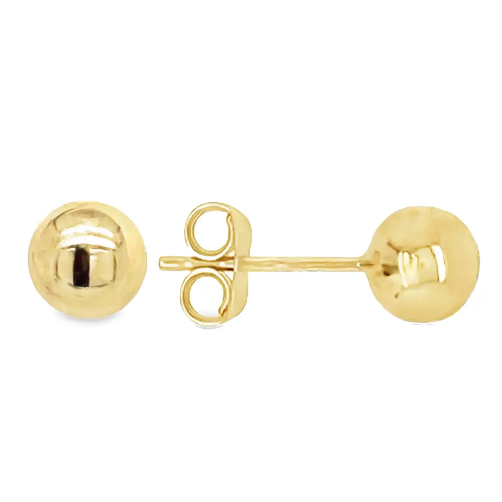 [GO0717] Yellow gold stud earrings ball 6mm (heavy)