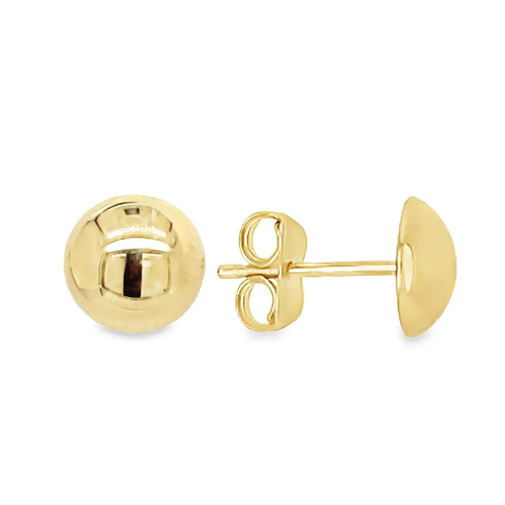 [GO0719] Yellow gold stud earrings half ball