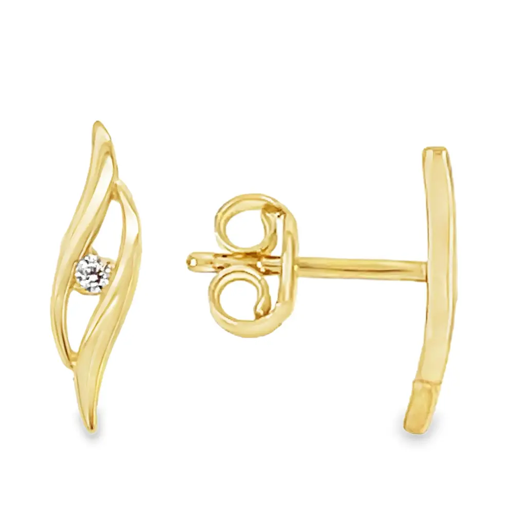 Yellow gold stud earrings with Zirconia stone