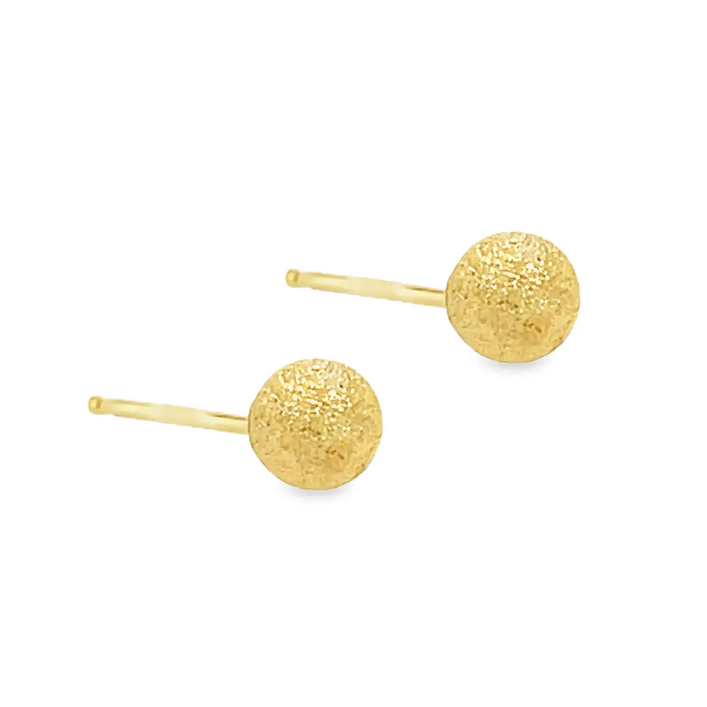 [GO0756] Yellow gold stud earrings ball matte