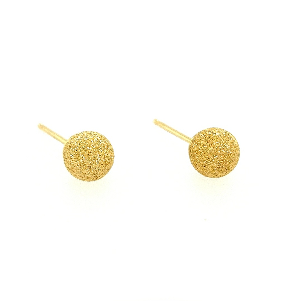 [GO0757] Yellow gold stud earrings ball matte