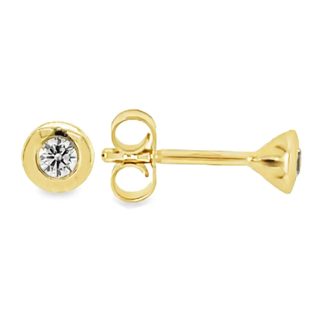 Geelgouden oorknoppen met Zirkonia steen 4,3mm
