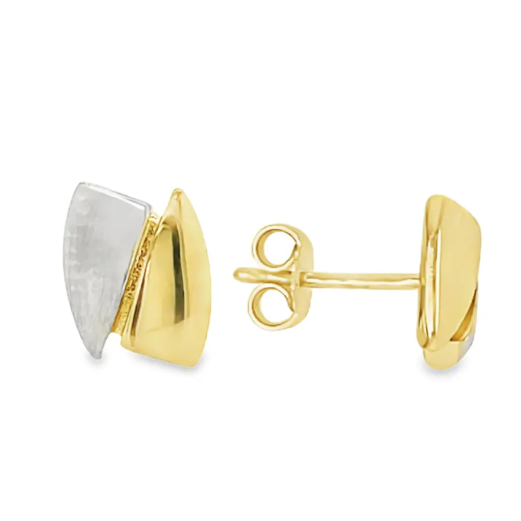 [GO0824] Bicolor gold stud earrings Fantasy