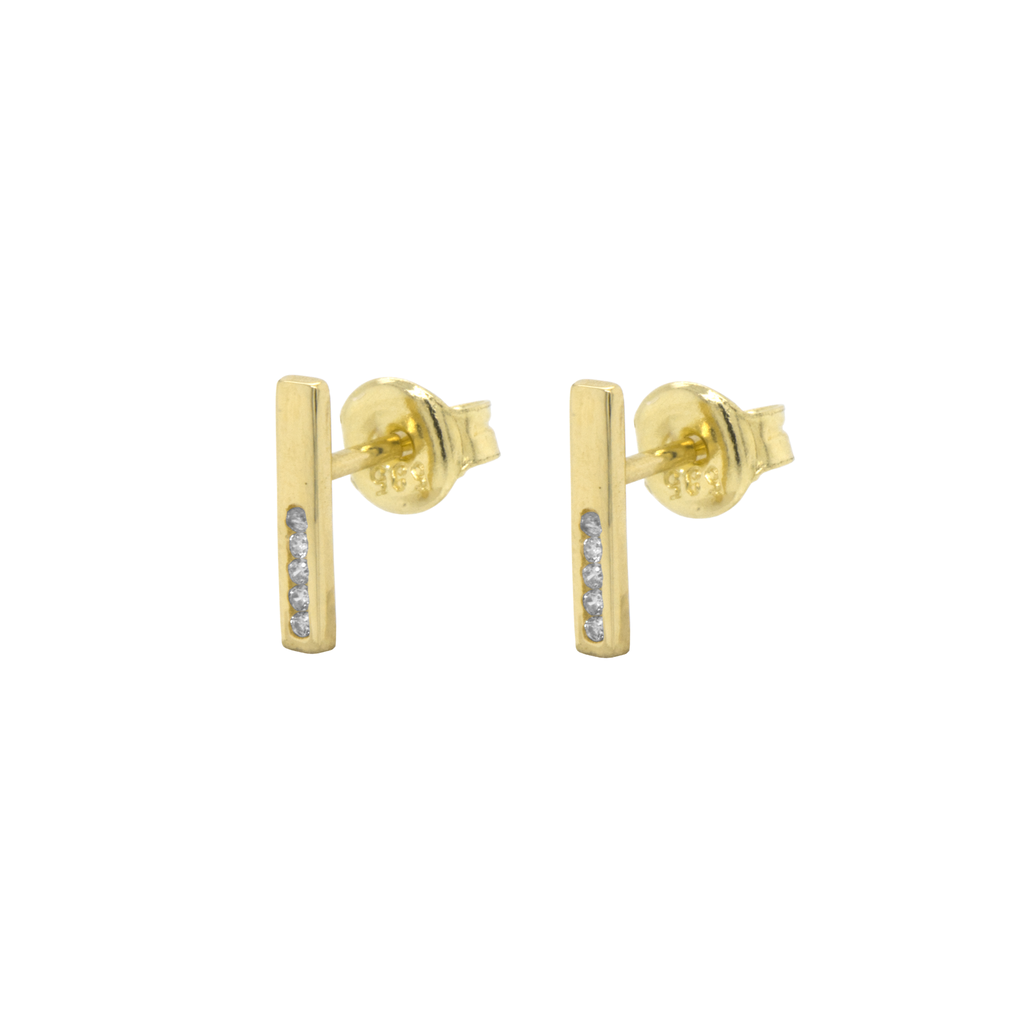 Yellow gold stud earrings with Zirconia stones