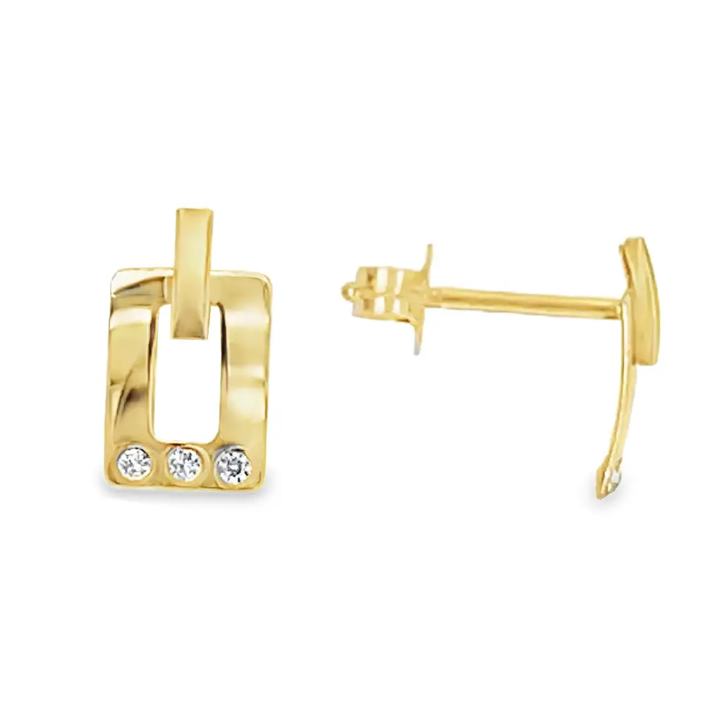 Yellow gold stud earrings Fantasy with Zirconia stones