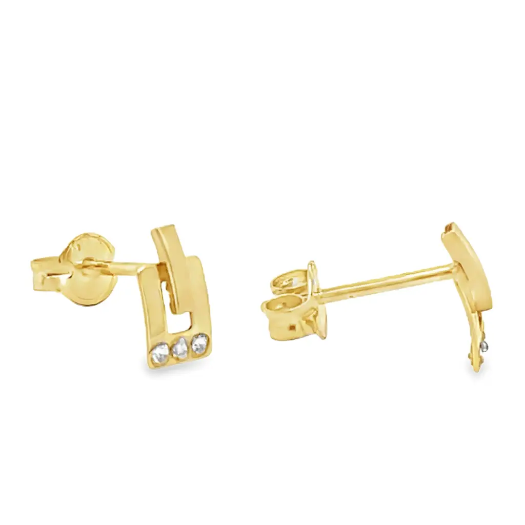 Yellow gold stud earrings Fantasy with Zirconia stones