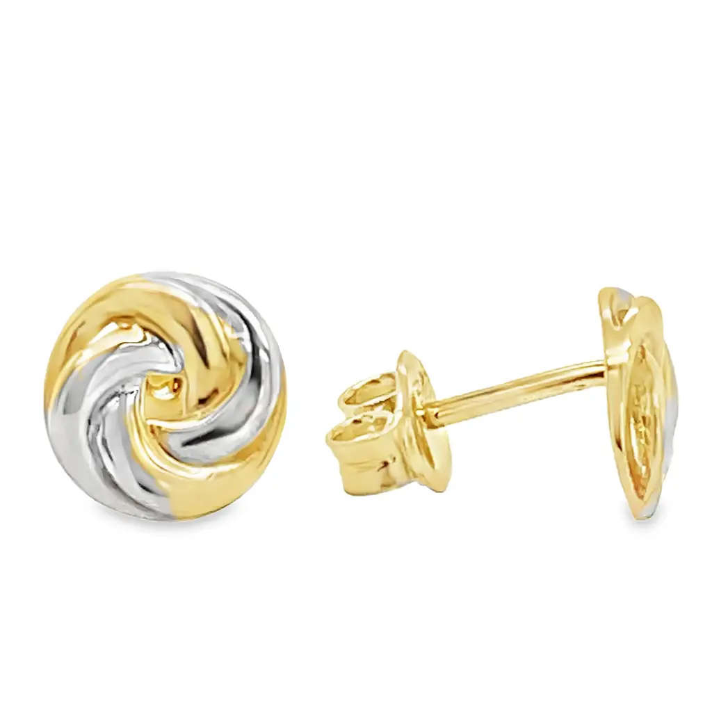 [GO0864] Bicolor gold stud earrings Fantasy