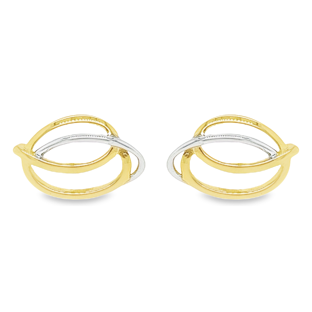 Bicolor gold stud earrings Fantasy