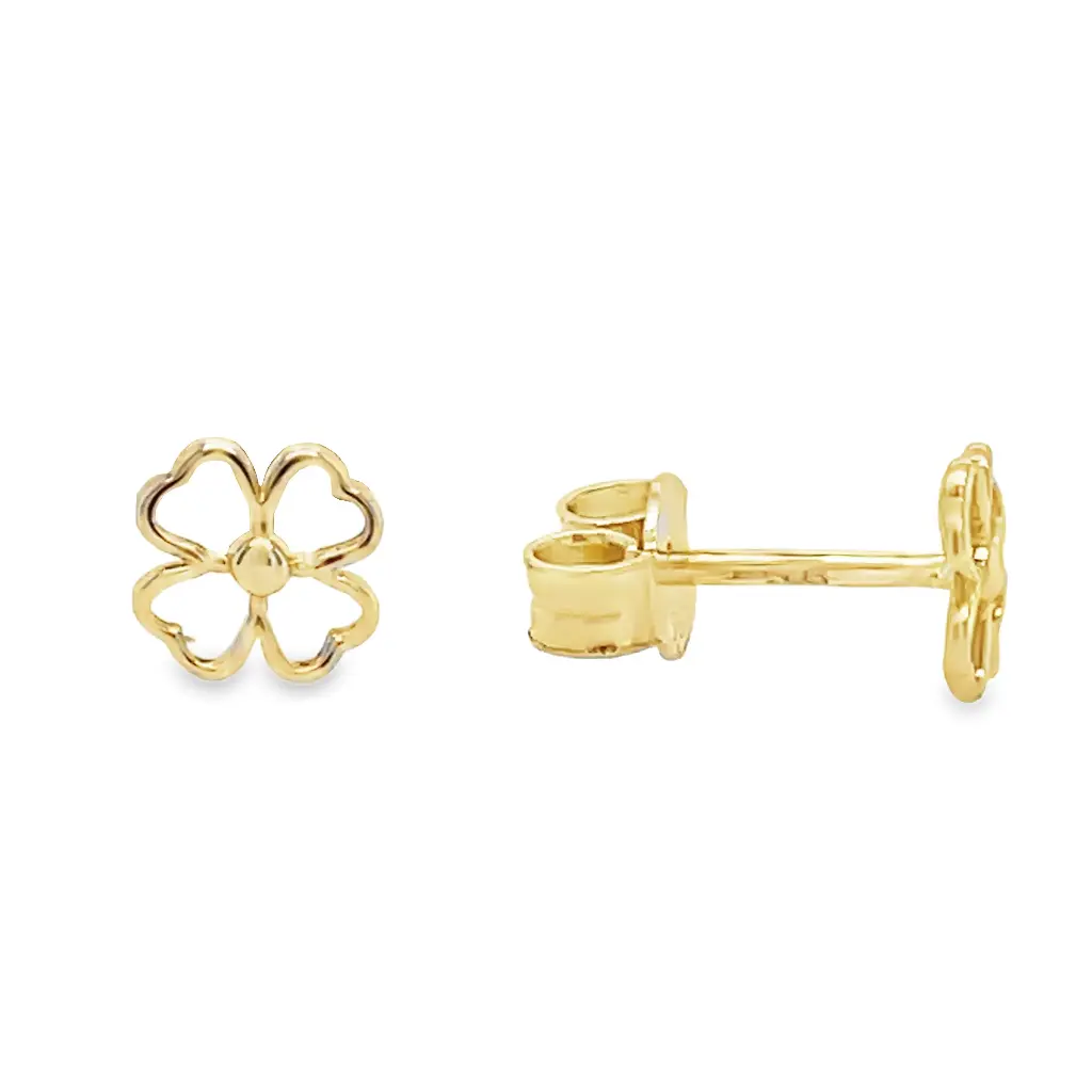 Yellow gold earrings Clover