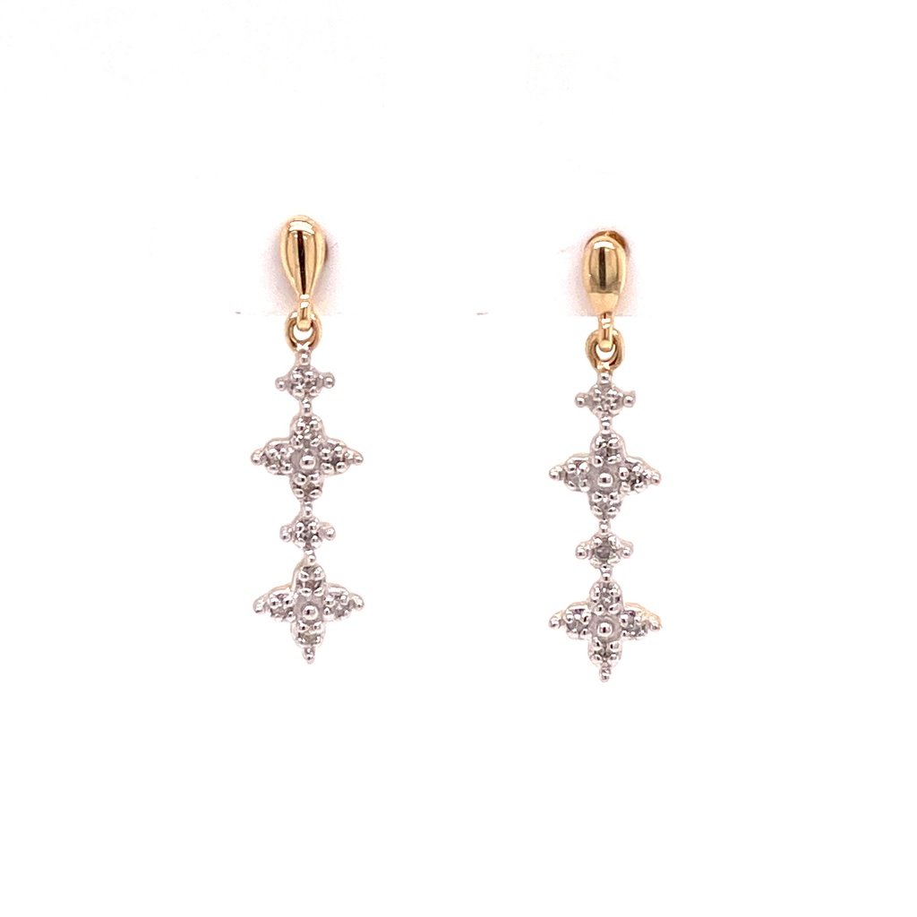 Bicolor gouden oorhangers Fantasie met Diamantjes