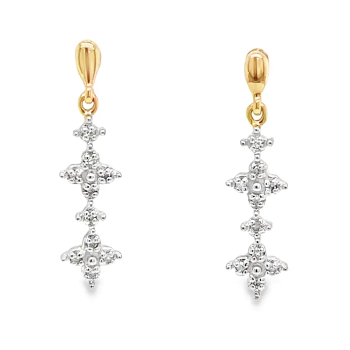 Bicolor gouden oorhangers Fantasie met Diamantjes