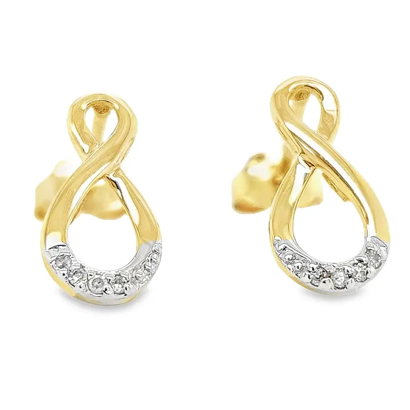 Geelgouden oorknoppen Fantasie Infinity met Diamant