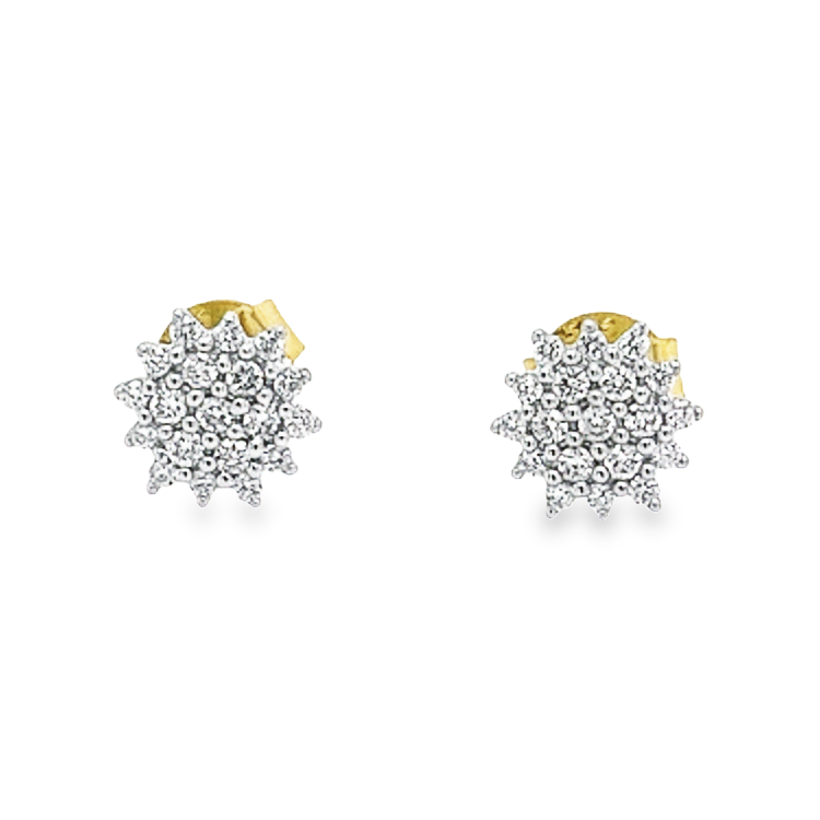 Yellow gold ear studs with 0.25 carat Diamond SI1, H