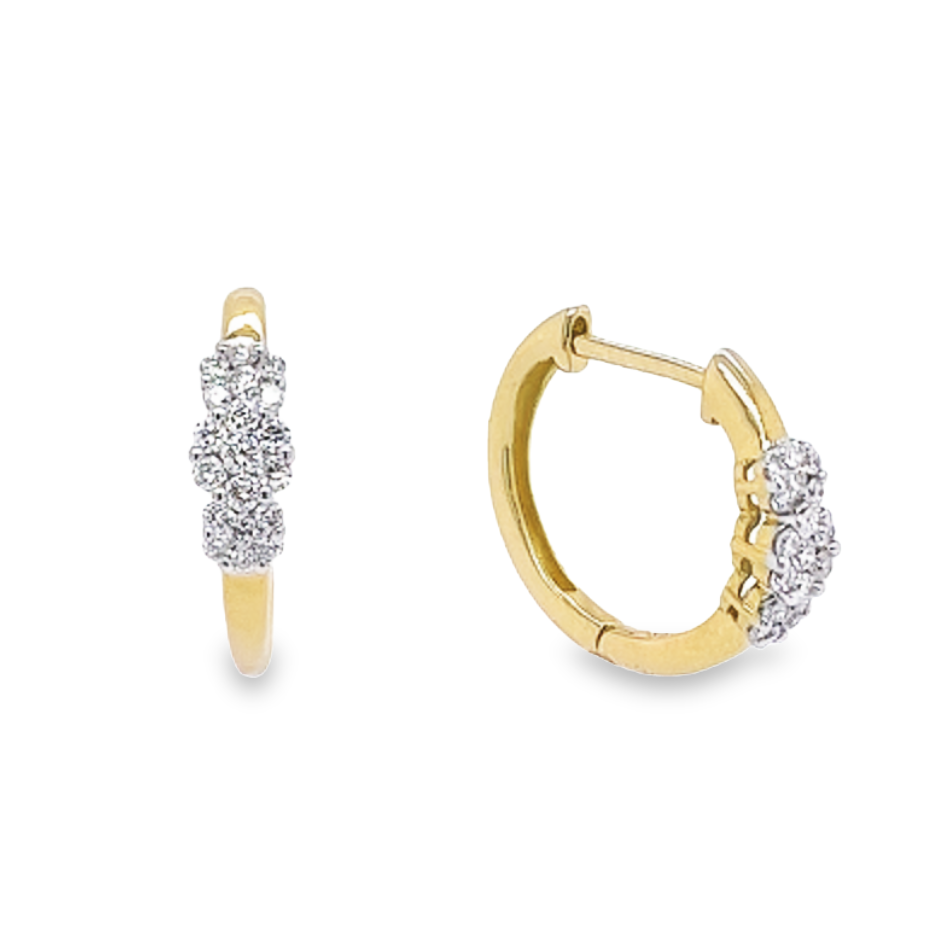 Yellow gold earrings with diamond 0.34 carats
