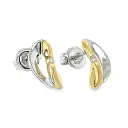 Bicolor gold ear studs with Diamond 0.02 carats