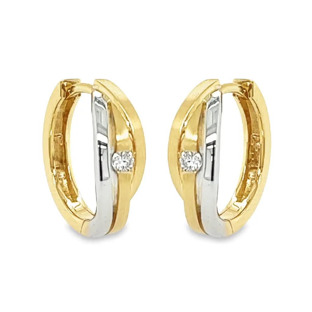 [GOE0993] Bicolor gold earrings with Diamond 0.08 carats