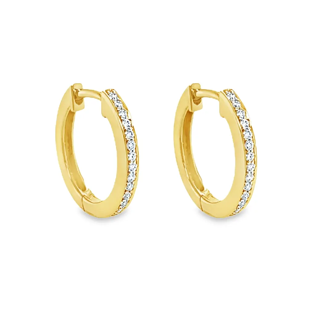 [GOE0995] Geelgouden Rij oorring met 0,15ct Diamant