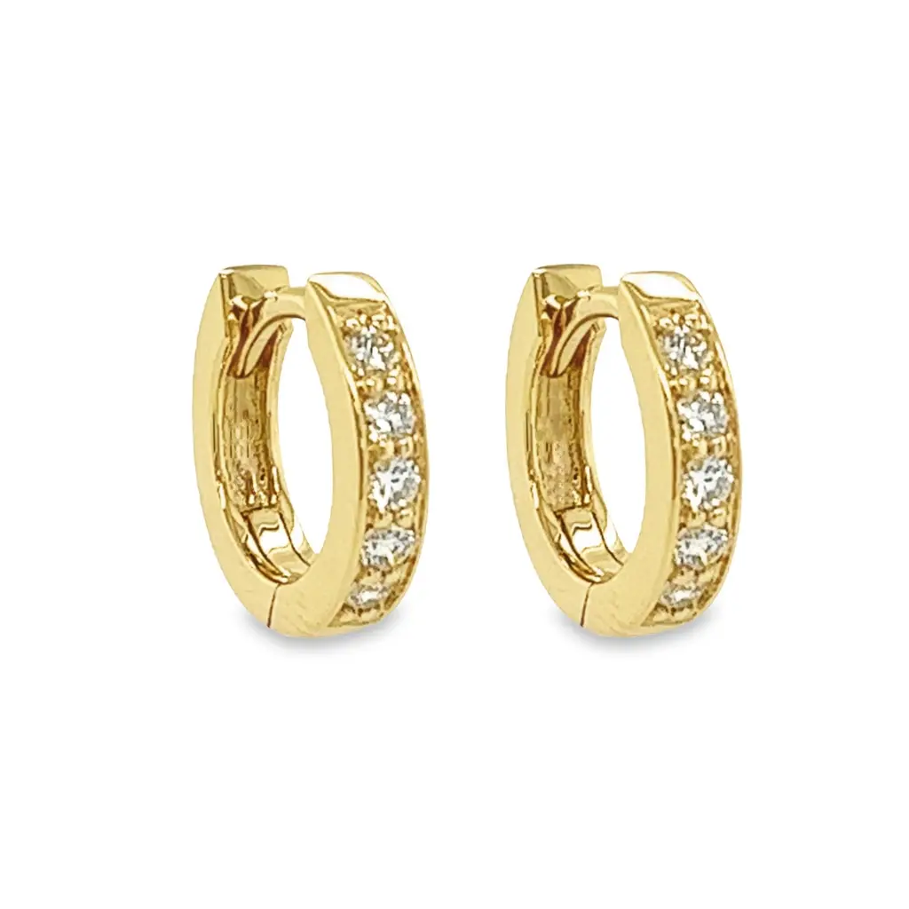 [GOE0996] Geelgouden Klapoorringen met 0,20ct Diamant