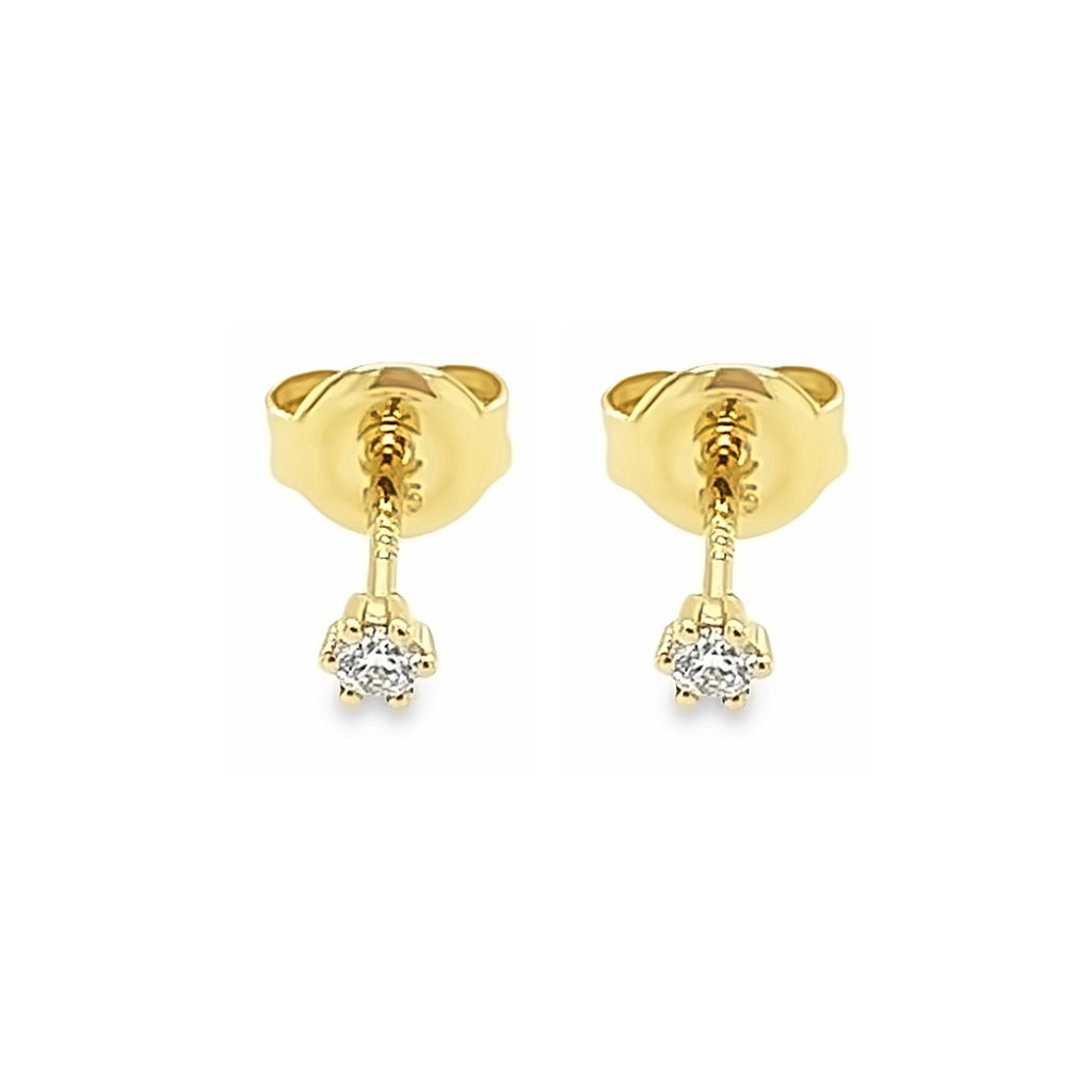 Geelgouden oorstekers met Diamant 0,06 karaat