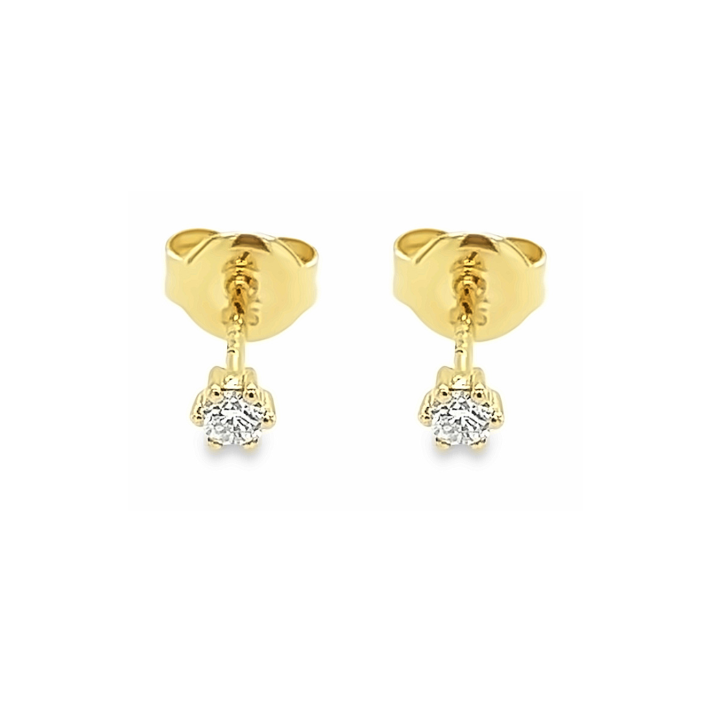 Geelgouden oorstekers met Diamant 0,10 karaat