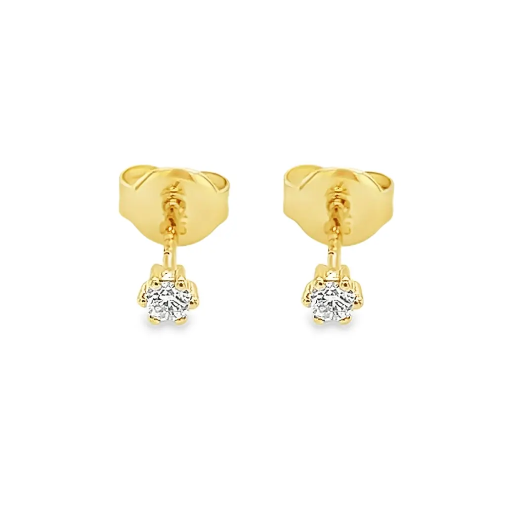 [GOE1549] Yellow gold ear studs with Diamond 0.10 carats