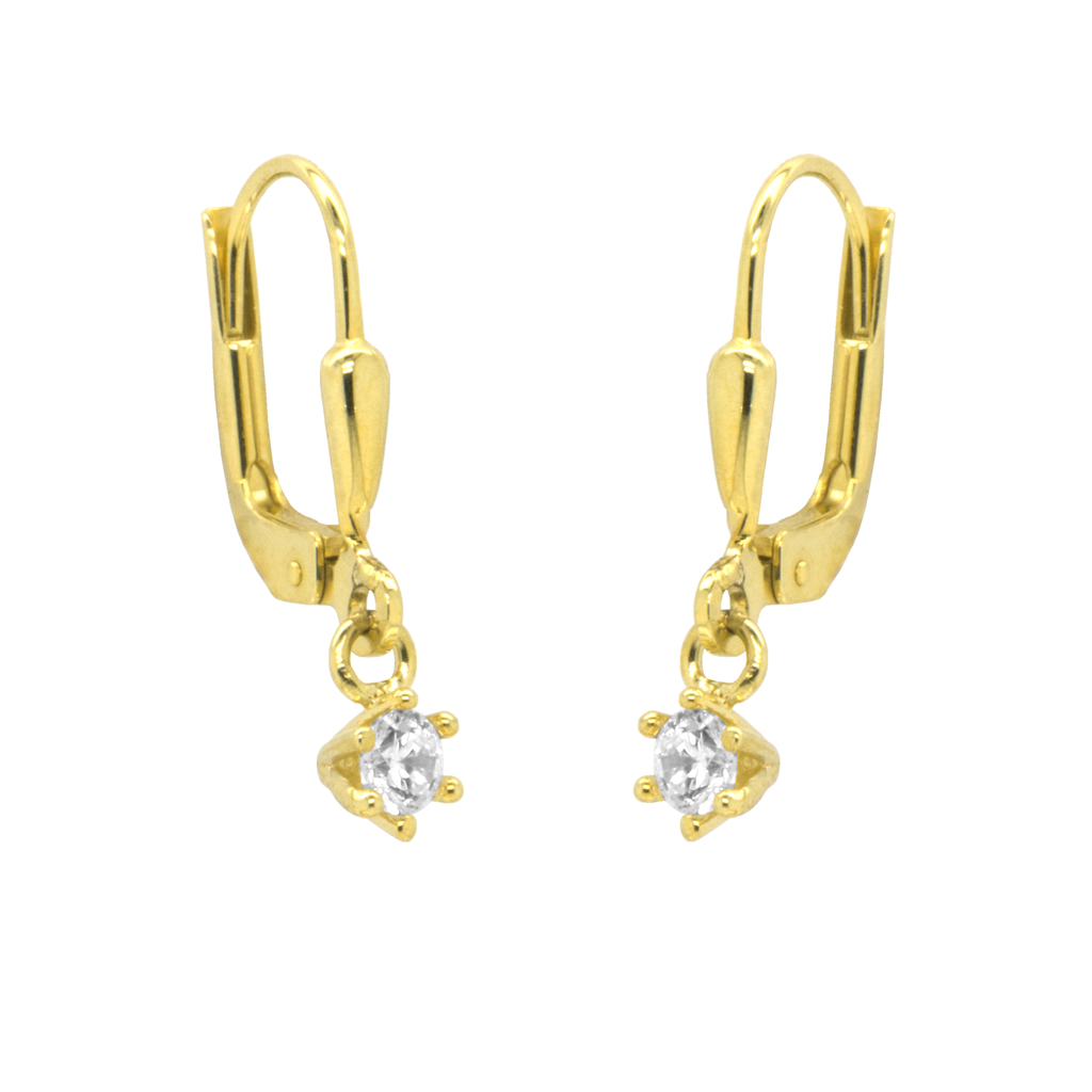 Yellow gold earrings with Zirconia stone