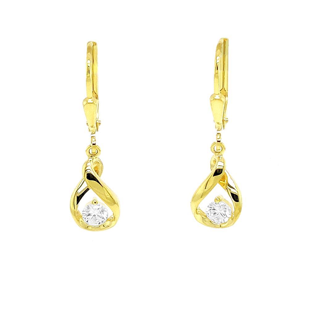 Yellow gold earrings Fantasy with Zirconia stone