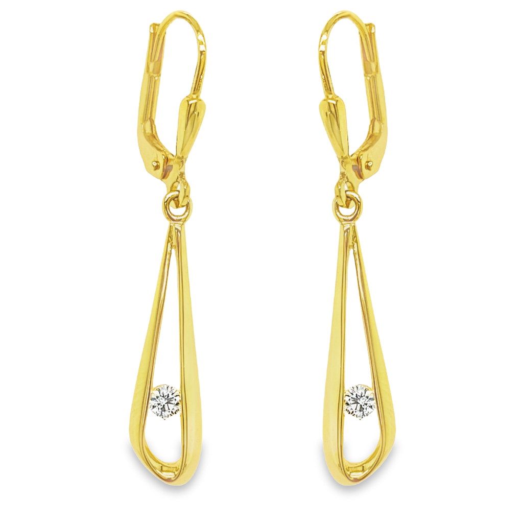 Geelgouden oorhangers Fantasie met Zirkonia