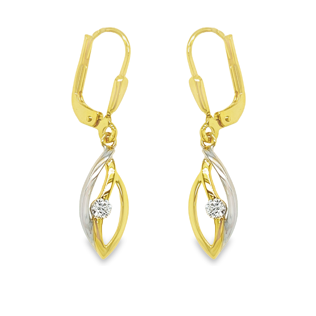 Bicolor gouden oorhangers met Zirkonia